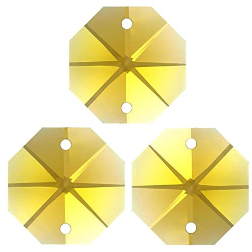 35x Regenbogenkristall Octagon 14mm 2 Loch Lt.Topaz ~ Gelb K9 ~ Feng Shui Kronleuchter Lüster