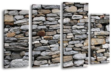 wandmotiv24 Leinwandbild Steinmauer LW73 Wandbild, Bild auf Leinwand, 4 Teile, 180x100cm, Kunstdruck Canvas, XXL Bilder, Keilrahmenbild, fertig aufgespannt, Bild, Holzrahmen, Findling, Stein, Geröll,