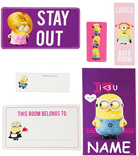 alles-meine.de GmbH 6 TLG. Set Fensterbilder - Türschilder/Türdeko - Minnion - Ich einfach unverbesserlich - incl. Name - Sticker Fenstersticker Aufkleber - selbstklebend..