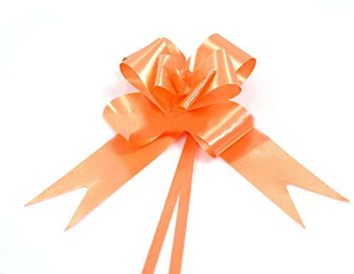 SHATCHI Large 50mm/5cm Ribbon Pull Bows for Party Wall, Gift Wraps, Christmas Trees, Wedding, Birthday Hampers Decoration Florist, Orange, 10pcs
