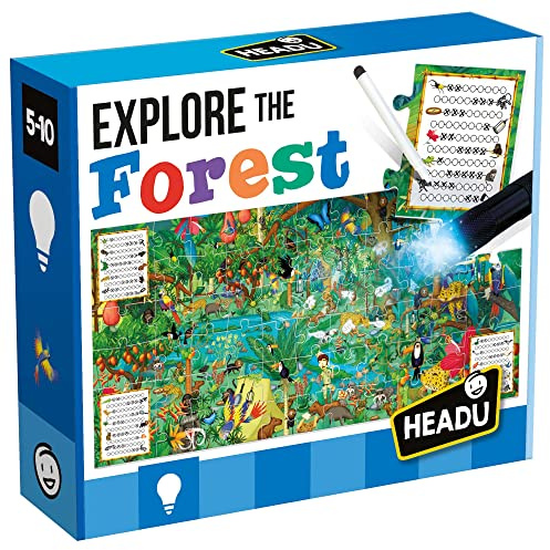 HEADU | Explorez la forêt : assemblez Le Puzzle Puis utilisez la Torche Magique pour découvrir des Choses Qui vivent dans la forêt | Jeux et Puzzles éducatifs | Âge de 5 à 10 Ans