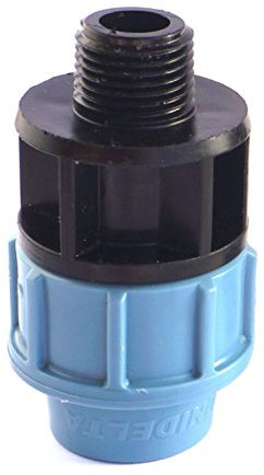 BFG MDPE Fitting für Wasserrohre, Adapter 25mm x 1/2 BSP Außengewinde, für MDPE Kunststoffrohre, 16 Bar, Max. Temp. 45°C, Klemmringverschraubungen