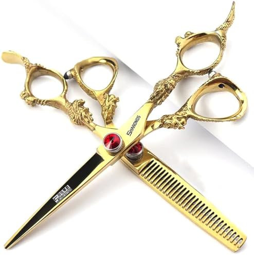 6/7/8/9-inch Professional Hair Clipper Set, Stainless Steel Sharp Hair Clippers, Hairdresser Specific Scissor (6 inches, 2 Pieces-A)