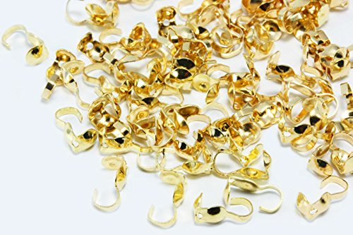 INWARIA Klappkapseln Kalotten Öse Quetschkalotten Farbwahl Endstücke Doppel-Loop, S62-3, 1-8x4mm, Roségoldfarben, 100 Stück