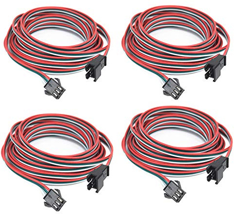 4 pcs/Pack 2M 6.56ft 3 Pin JST SM Male Female Plug LED Connector Cable for WS2812B WS2811 SK6812 Symphony LED Lights with connectors，SM3P Buckle Free Welding Plug Light Controller Wire