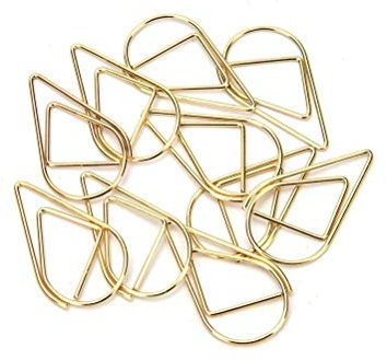 Housesweet 50 Stück kleine Büroklammern in der Form von Wassertropfen, Retro-Design, für Schule und Büro, für Schreibwaren 1.5x2.5cm gold