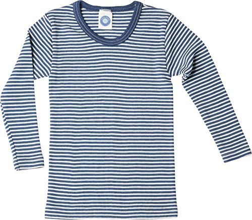Cosilana, Kinder Unterhemd Langarm, 70% Wolle (kbT), 30% Seide (Marine/Natur, 128)
