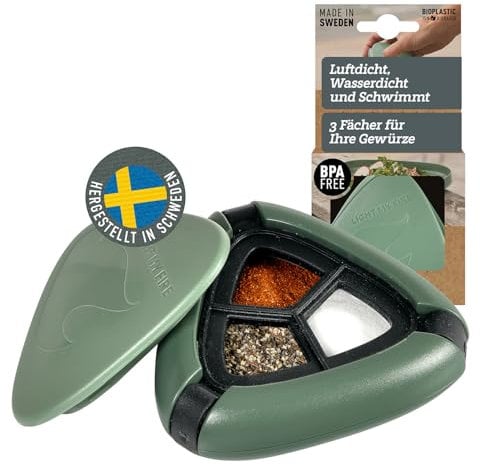 Light My Fire Salz- und Pfefferstreuer - 3 in 1 Gewürzdosen-Sets - BPA-freier Bio-Kunststoff - Gewürzbehälter mit Deckel - Outdoor Salz- und Pfefferstreuer - Shaker to Go für Camping und Lunchbox