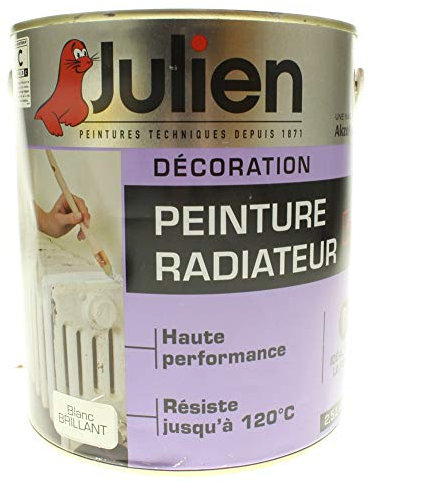 Julien Peinture Radiateur Formule Glycero Haute Performance jusqu'à 120°C - Blanc Brillant - 2,5L