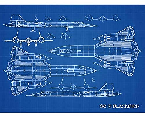 Artery8 SR-71 Blackbird Habu US Aircraft Spy Plane Blueprint Plan Unframed Wall Art Print Poster Home Decor Premium