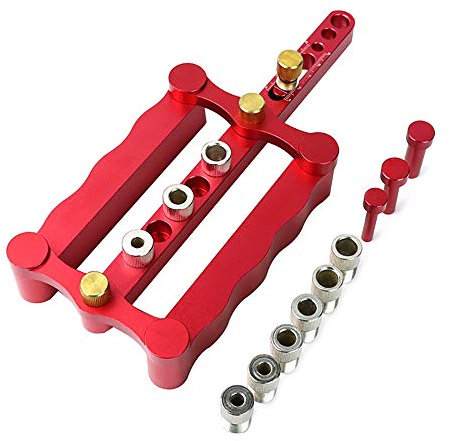 Top-Spring 6/8/10 mm selbstzentrierende Holzbearbeitungs-Dübellehre Kit Bohrführung Holzdübelstanzer Locator Tischlerwerkzeuge rot
