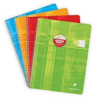 Clairefontaine 68396C Un Cahier à Spirale Déficients Visuels - 24x32 cm - 100 Pages Grands Carreaux Noirs Agrandis 10/10 - Papier Blanc 90 g - Couverture Carte Pelliculée - Couleur Aléatoire