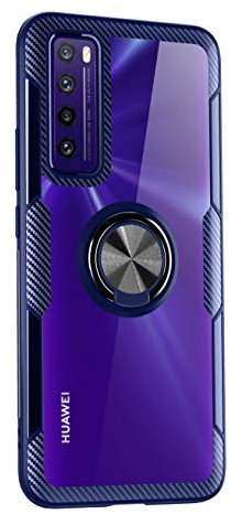 SORAKA Cover Trasparente per Huawei P40 Lite 5G con Supporto anello,Cover Acrilico trasparente Custodia Huawei P40 Lite 5G con piastra metallica per Supporto Auto Smartphone Magnetico