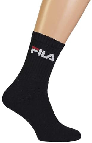 Fila CALZA TENNIS SPUGNA, OFFERTA 6 E 12 PEZZI, CALZINI SPORTIVI UNISEX (12 PEZZI NERO, 39-42)