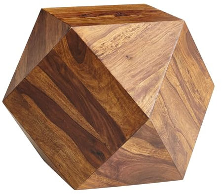 FineBuy Couchtisch 57 x 42,5 x 57 cm Sheesham Massivholz Sofatisch Modern, Wohnzimmertisch in Diamantform, Holztisch Massiv Wohnzimmer, Echtholz Tisch