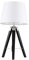 MiniSun | Black Wood and Silver Chrome Tripod Table Lamp with a White Light Shade | Home Décor, Bedside & Desk Lamp