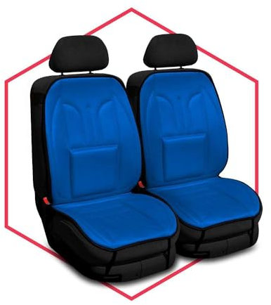 Saferide Autositzbezüge Universal Sitzauflage Autositzmatte Auto Sitzbezüge kompatibel mit Dacia Sandero Polyester Autoschonbezüge Blau Vorne 1+1