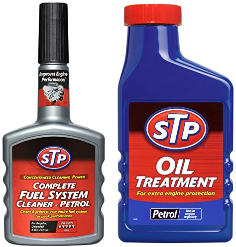 STP Complete Petrol Fuel System Cleaner, Car Accessories, 400 ml & GST60450EN06 Oil Treatment for Petrol Engines 450 ml