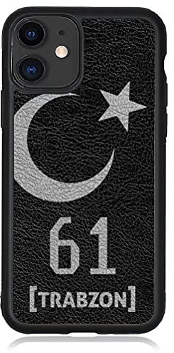 aina Kompatibel mit iPhone 11 Hülle Leder Case Schwarz Türkei Flagge 61 Trabzon Lederhülle Cover Türkiye Handyhülle