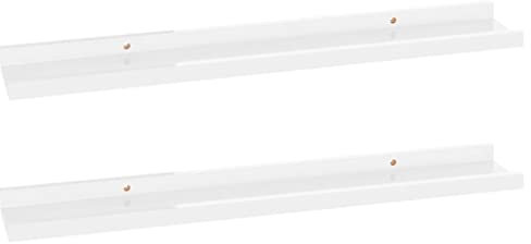 vidaXL 2X Wandregal Bücherregal Wandboard Schweberegal Hängeregal Dekoregal Freischwebend Regal Büroregal Wandablage Hochglanz-Weiß 60x9x3cm