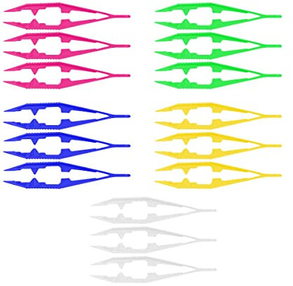 Jagowa 15PCS Beads Tweezers Plastic Colorful First Aid Tweezers Fuse Beads for DIY Craft Tweezers
