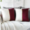 Artscope 2er Set Samt Kissenbezug für Sofa Auto Schlafzimmer Luxuriöser Moderne Minimalist Goldenen Ledernähten Dekokissen Kissenhülle Kissen Fall 45x45cm (Weinrot und Weiß)