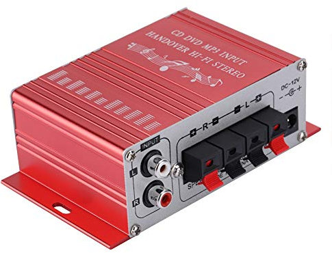 Mini Amplificador de Automóvil para Automóvil, Estéreo de Radio para Automóvil, Amplificador de Audio Estéreo para Automóvil, Mini Amplificador de Automóvil Digital para Automóvil (Rojo)