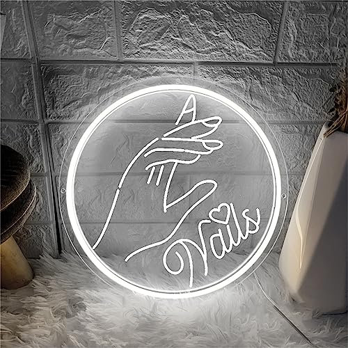 INGKE Nails Neon Sign Nail Salon LED Neon Light Sign Beauty Shop Neon Sign Wall Mounted Room Decor Wall Decoration 3D Carving Sign with Dimmable Switch,A,30x30cm