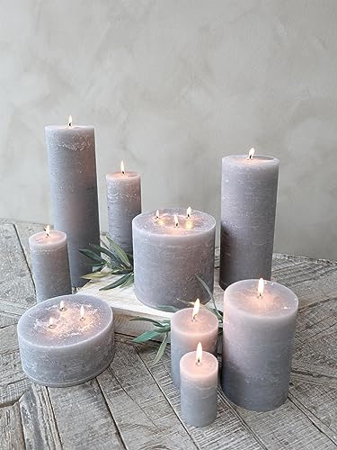 Danish Pillar Candles - Extra Tall Large Chunky Grey Candles - Church Candle (15cm x 15cm)