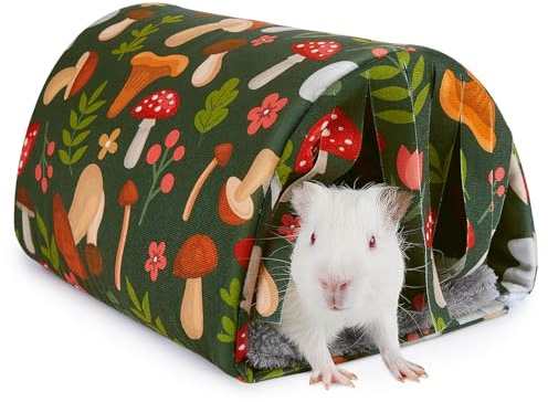 Washable Guinea Pig Tunnel with Curtains - Cozy Hamster Hideout Fit for Small Animals - Soft Accessories for Hamster/Chinchilla/Bunny