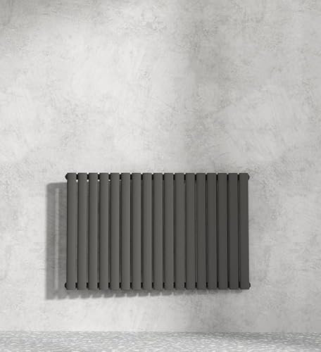 600 x 1003mm Bathroom Radiator Anthracite Horizontal Column Radiators Oval Panel Designer Single