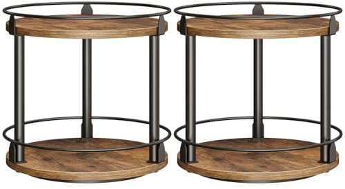 YATINEY Gewürzregal, 2-stufiger drehbarer Organizer, 2er Set, kreisdrehbares Lagerregal, kompakter Gewürzhalter mit Drehscheibe, für Küchentheke, Esstisch, Vintagebraun und Schwarz XSR22L2BR