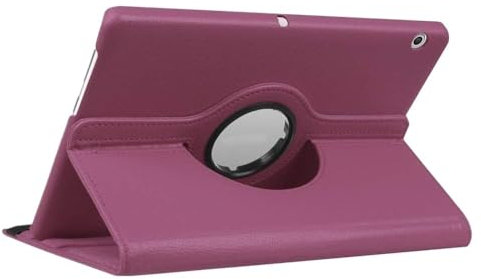 360 drehbare Halterung PU-Lederhülle passend for Huawei MediaPad T5 10.1 AGS2-W09 L09 L03 W19 Tablethülle(Purple)