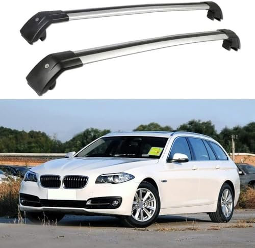 JUNYEW Dachgepäckträger Dachträger für BMW 5 Series F11 Touring Estate 2010-2017 -Aluminium (2 Stücke) Integrierte Dachreling Tragkraft 75 Kg Vormontiert Inklusive Schloss,Q