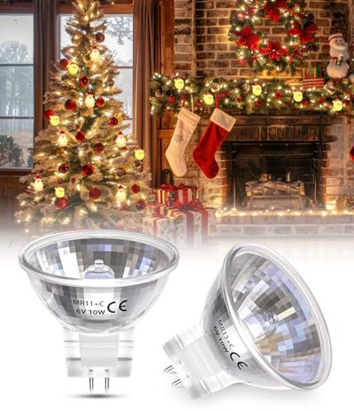 TobeBright 6V MR11 Lampadine Alogene 10W, Dimmerabile GU4 Faretto Lampadine Bianco Caldo 2800K 35MM Diametro per Accent Track Lighting o Fibra Ottica Albero di Natale Lampadine, 2-Pacchetto