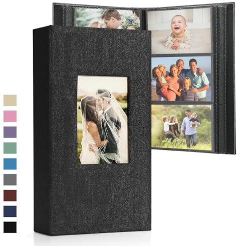 DazSpirit Großes Fotoalbum Einsteckalbum für 408 Fotos (10x15 cm) - Leinenbindung, Personalisierbar, Ideal für Familie, Hochzeiten, Reisen & Baby-Erinnerungen, Fotobuch zum Einstecken, Schwarz