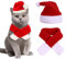 EIHI 2 PCS Katzen Hunde Weihnachtskostüm, Katzen Kleidung, Haustier Kostüm Weihnachten Kleidung Weihnachtsmütze und Schal für Klein Hund Katze, Deko Weihnachts Outfit Geschenk