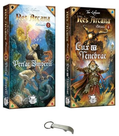 Set mit 2 Erweiterungen Res Arcana Perlae Imperii + Lux und Tenebrae Französische Version + 1 Decap Blumie (Lux + Perlae)