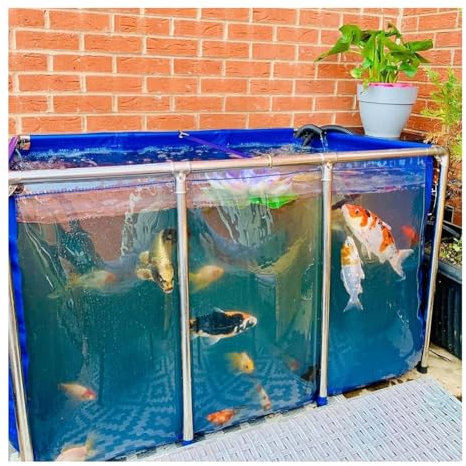 Teich mit klarer Sicht, Aquarium mit Sichtfenster, Segeltucheinlagen mit Edelstahlrahmen, Auffangbehälter für Fisch-/Schildkrötenzucht (100 x 60 x 51 cm)