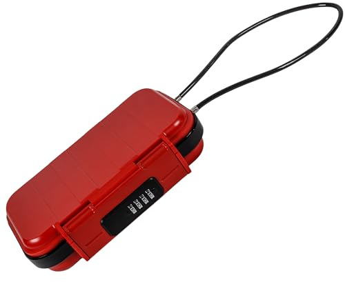 Cathedral Products Waterproof Portable Security Box with 4-Digit Combination Lock, Shockproof Anti-Theft Safe Box for Travel, Beach, or Home Use - Red