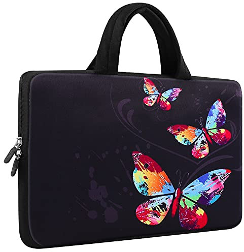 Mibbxea 11,6-12 Zoll Laptop-Tasche Sleeve Hülle,Computer Chromebook Ultrabook Tragetasche,Neopren-Reisetasche, Netbook-Aktentasche mit Griff für Dell HP Lenovo ASUS Acer (Bunte Schmetterlinge)