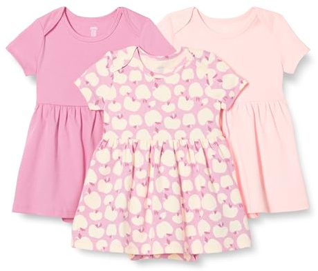 Amazon Essentials Abito a Maniche Corte in Maglia di Cotone Unisex - Bimbi 0-24, Confezione da 3