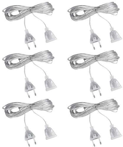 Lotvic Verlängerungskabel Flach, 6 Stück Verlängerungskabel Dünn 5,0m, Eurostecker Verlängerung für Household Appliances with Low Power Consumption LED-Laternen und Den Außenbereich