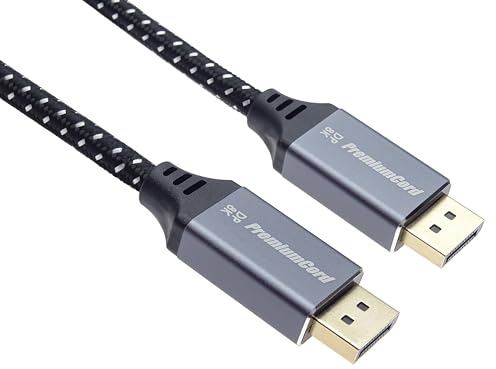 PremiumCord 8K DisplayPort 1.4 Kabel M/M 5 m, Stecker auf Stecker, 32,4Gbps, Video 8K@30Hz, 5K@60Hz, 4K@120Hz 2160p, HDCP 2.2, Vergoldete Anschlüsse, Textilkabel Geflecht