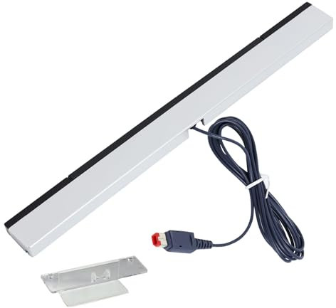 Wired Sensor Bar for Wii/Wii U Console Replacement Infrared IR Ray Motion Sensor Receiver with Adhesive Stand Plug & Play for Nintendo Wii Remote 6.36ft Cable, 9.4 Compact Design