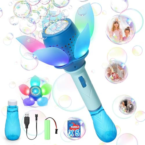 YOTOY Machine à bulles pour enfants et filles - Baguette magique pour mariage - Lotus lumineux - Cadeau pour fille de 3 à 8 ans - Jouet pour 2, 3, 4 ans - Idée cadeau d'anniversaire