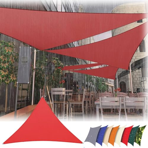 Voile d'ombrage Imperméable Triangulaire 12x12x8m,Toile Ombrage Protection Solaire avec Cordes,UV Blocage Voile de Soleil Abri pour Patio Jardin,Carport,Terrasse,Piscine,Balcon