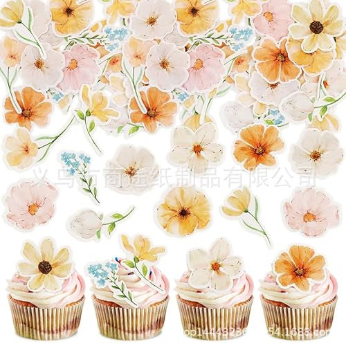 GoldRock Essbare Blüten Tortendeko,48 Stk Kirschblüten Deko Torte,Essbare Blumen für Torte,Esspapier Blumen Kuchen Deko,Blüten Tortendeko Essbar Hochzeit,Babyparty,Geburtstag, Zuckerblumen für Torten