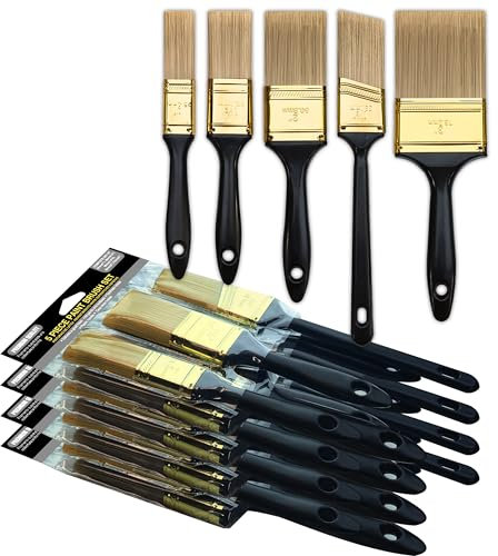 Crozzfog Paint Brush Set, 20 PCS, 5 Sizes Paint Brushes (1 1.5 2 3 Flat & 1.5 Angled), Bulk Paint Brushes for Walls, Furniture, Fences and Wall Trim, Home Improvement Tools