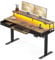 OffiGo Standing Desk with Drawers, 140cm Electric Height Adjustable Desk with Keyboard Tray, Computer Table with Monitor Stand, OfficeTable with Sockets and LED Light, Rustic Brown